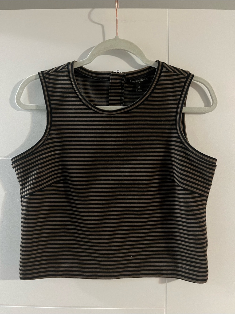 Banana Republic Black and Brown Striped Sleeveless Crop Top